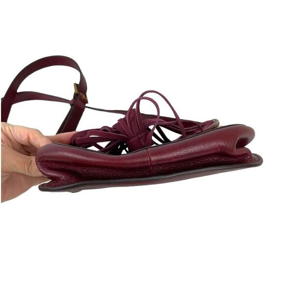 Fossil Emi Red Tassel Leather Saddle Crossbody Bag Color Wine - Picture 13 of 16